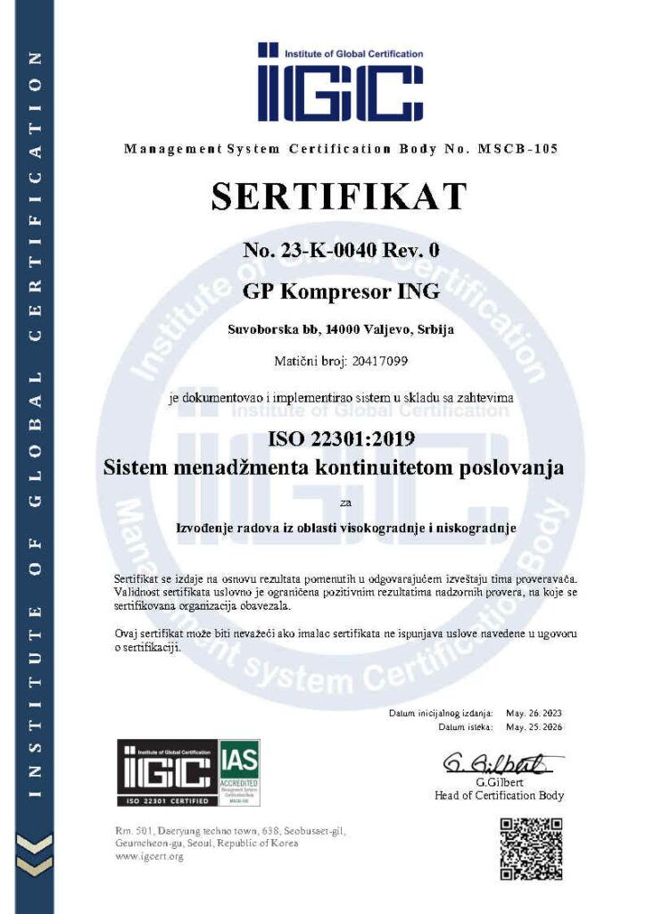 Sertifikat ISO 22301